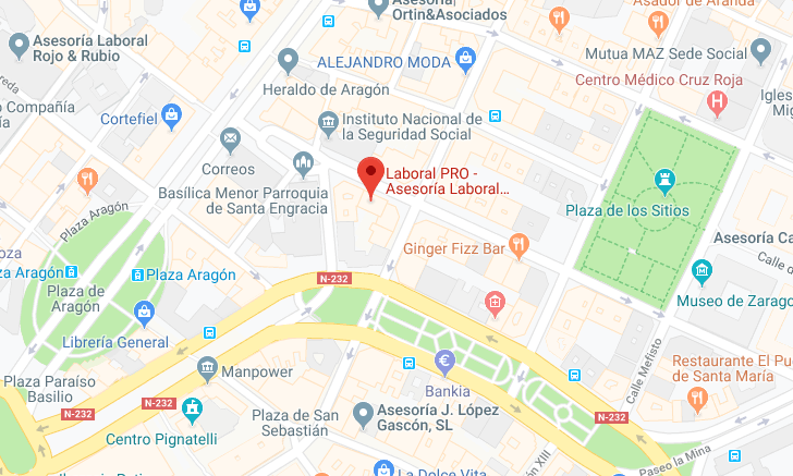 Mapa oficina Laboral PRO Zaragoza